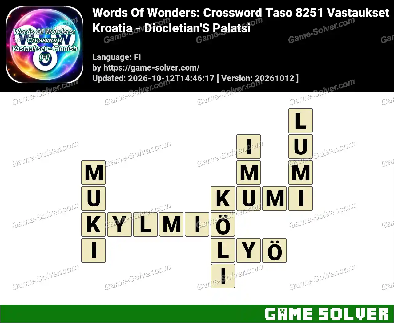 Words Of Wonders: Crossword Taso 8251 Vastaukset – Kroatia – Diocletian’S Palatsi